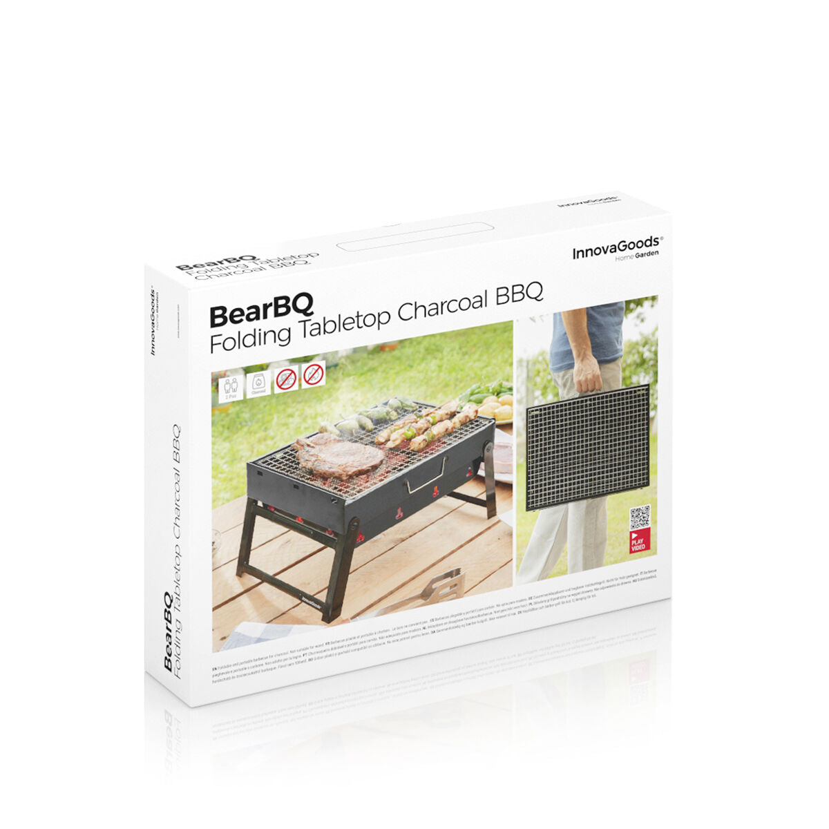 InnovaGoods BearBQ Klappbarer Holzkohlegrill für 2 Personen