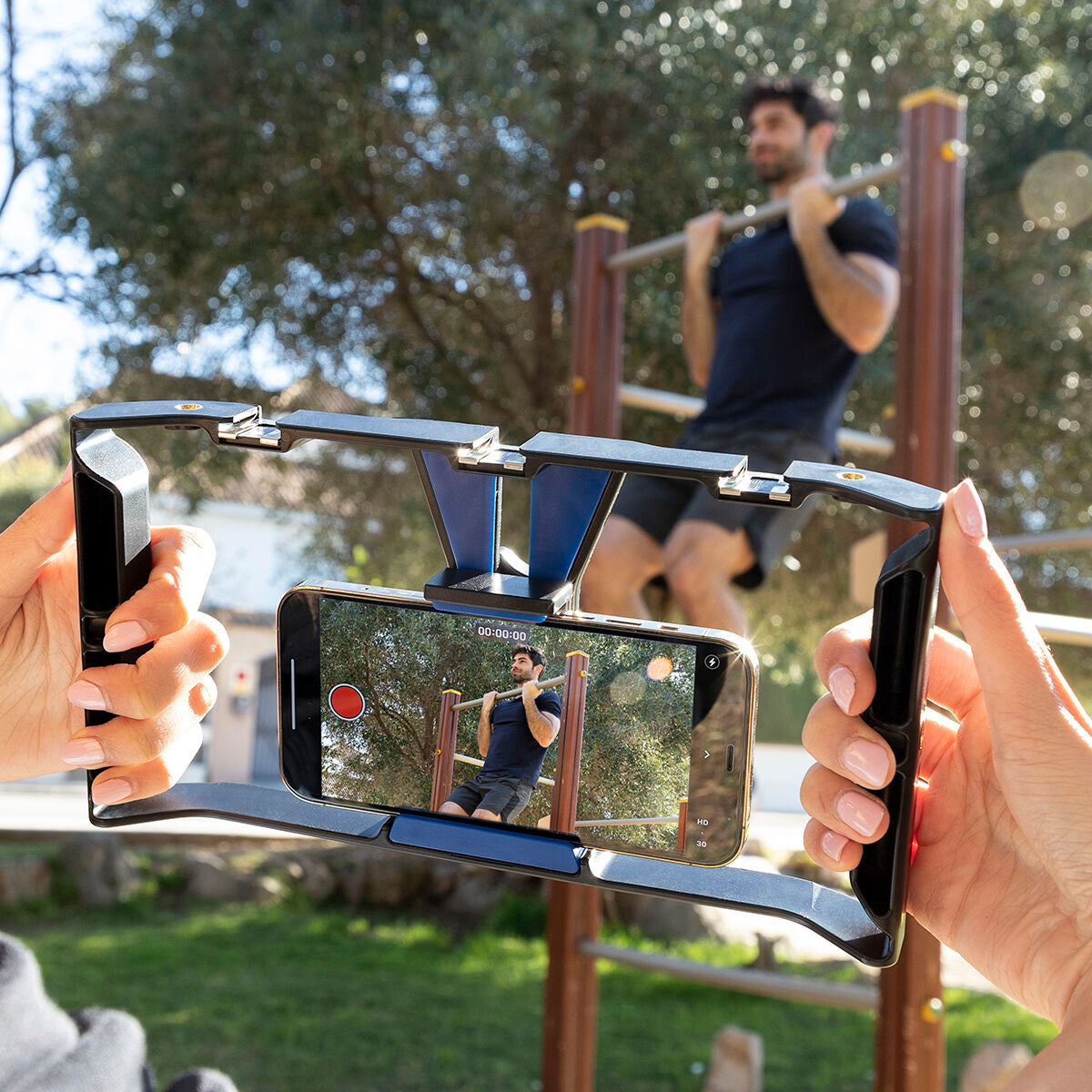 InnovaGoods Stafect Smartphone-Halterung mit zwei Griffen und Stativbefestigung