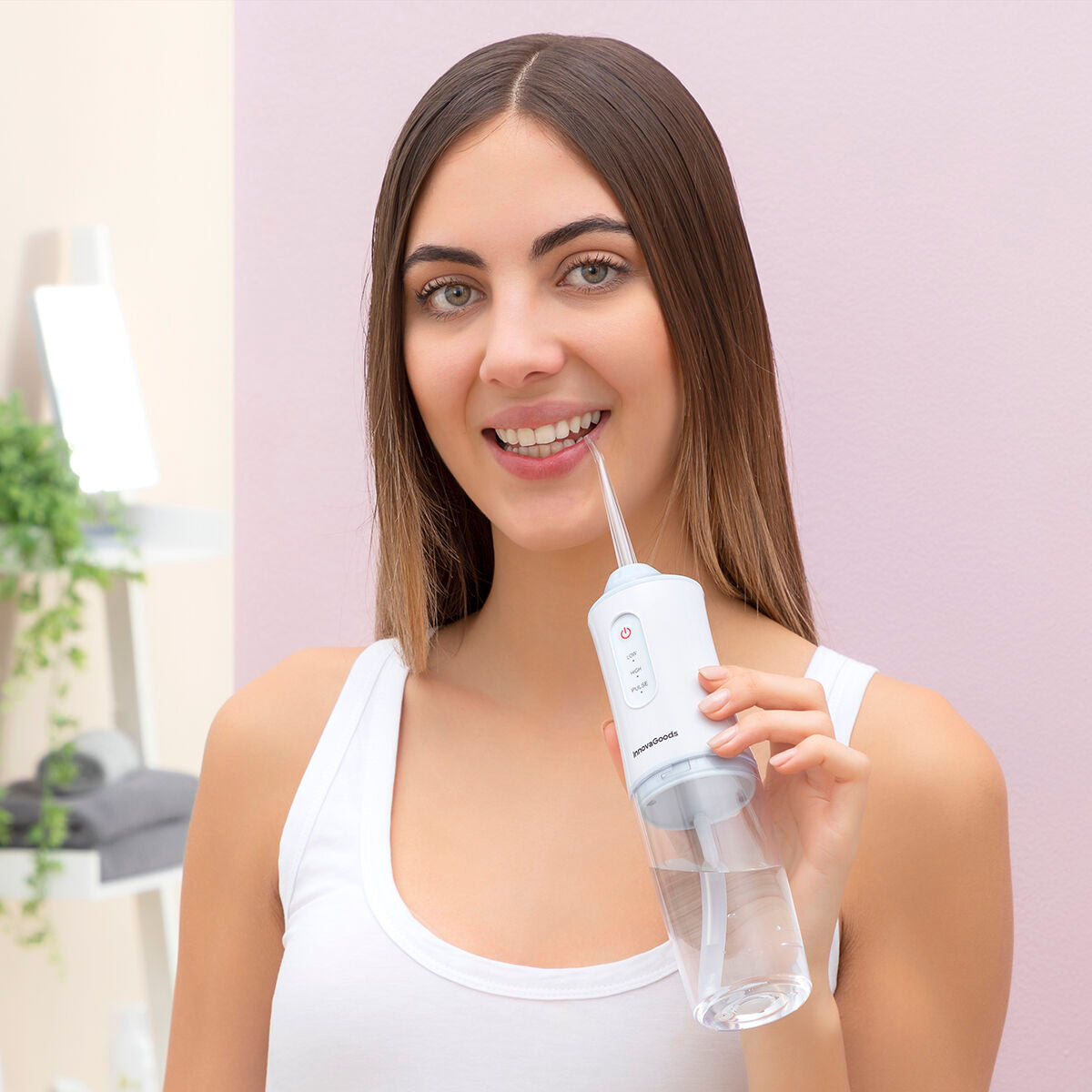 InnovaGoods Denter Munddusche elektrisch kabellos – 220 ml, IPX7, 3 Modi, 4 Aufsteckdüsen