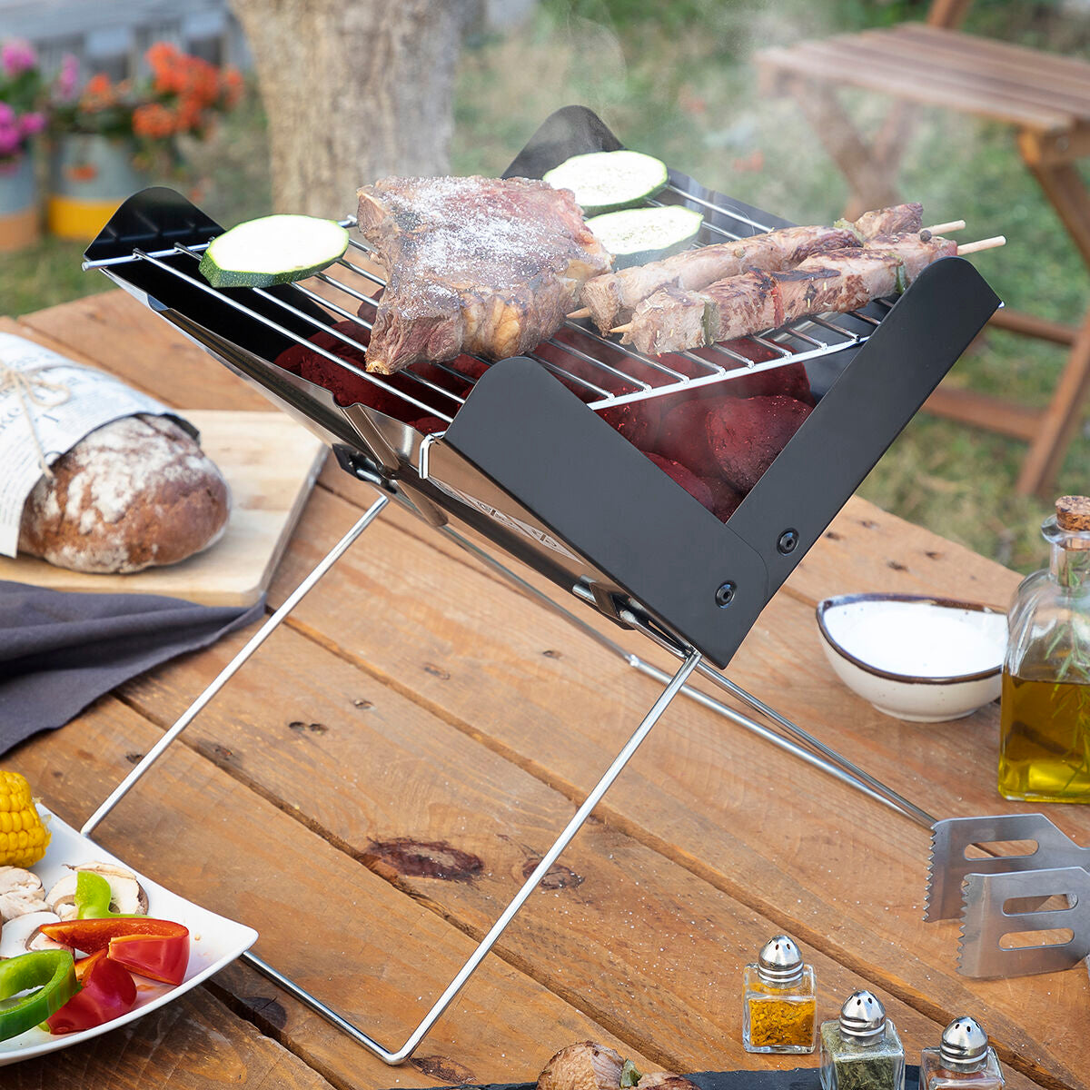 Mini-Klapptisch-Holzkohlegrill Foldecue InnovaGoods