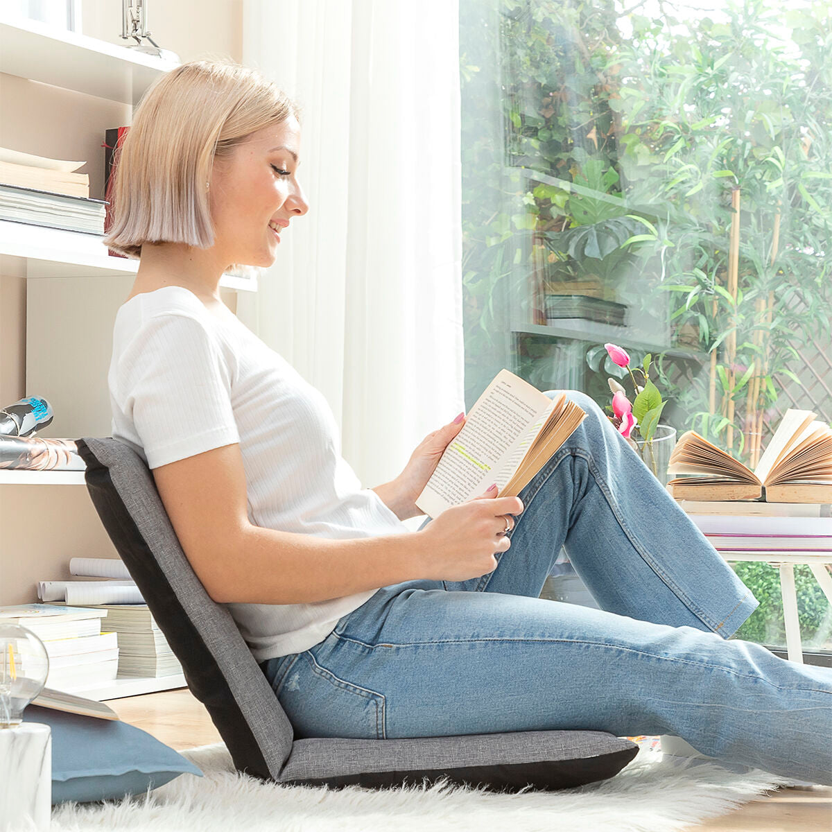 InnovaGoods Sitinel Bodenstuhl mit verstellbarer Rückenlehne – 6 Positionen