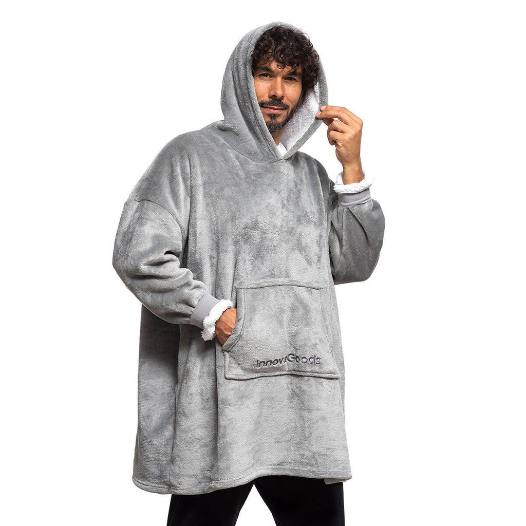 InnovaGoods Swug Oversize-Kuscheldecke mit Ärmeln, Kapuze & Fleecefutter