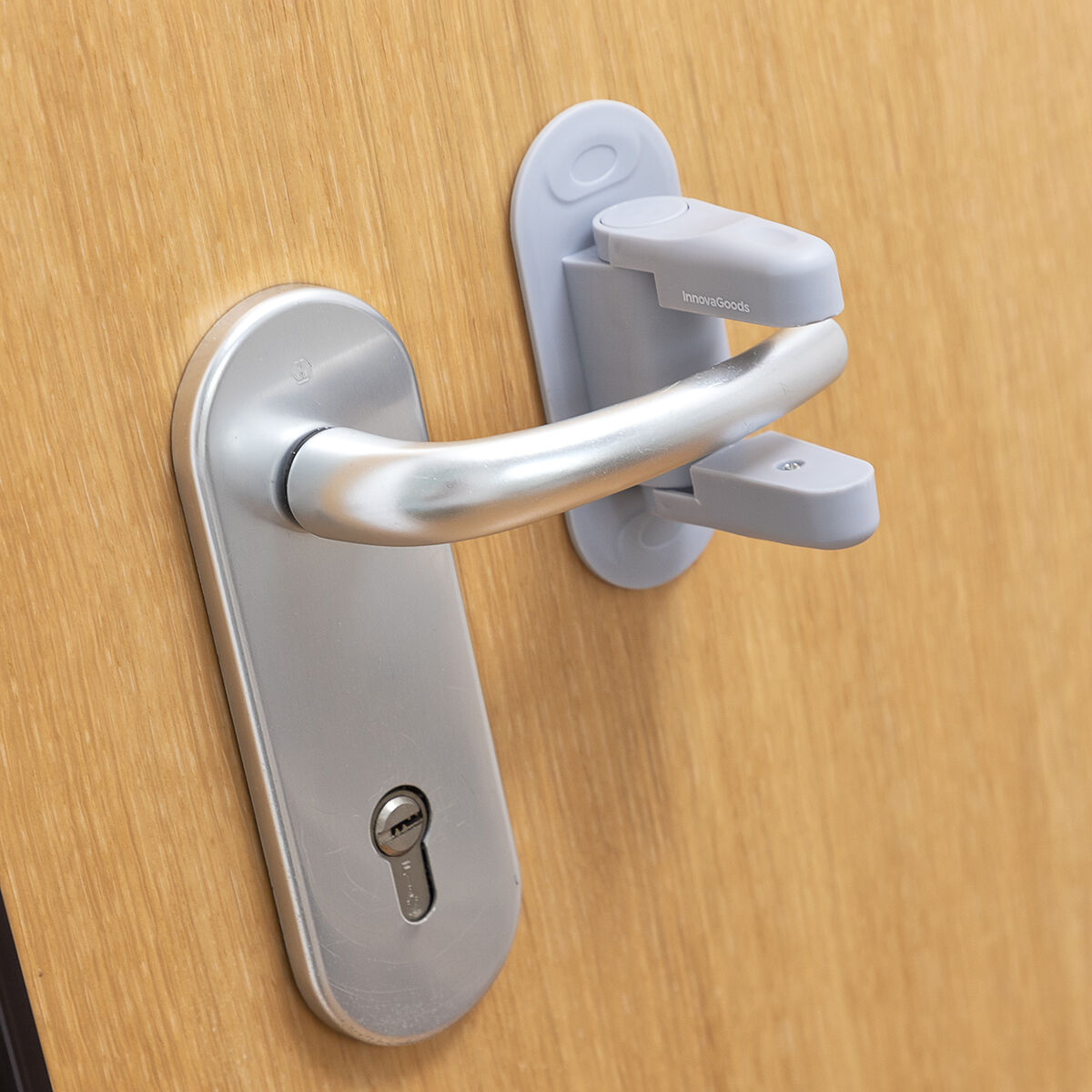 Türgriff-Sicherheitsschloss Dlooky InnovaGoods 2er-Set Grau