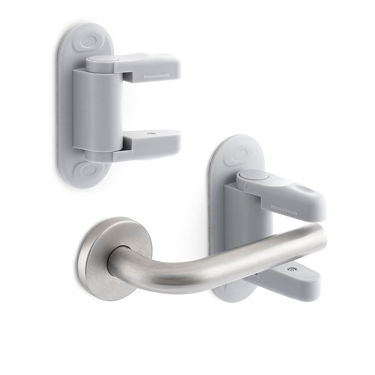 Türgriff-Sicherheitsschloss Dlooky InnovaGoods 2er-Set Grau
