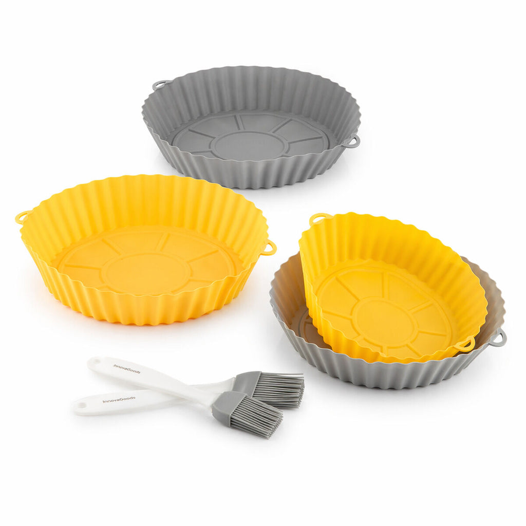 InnovaGoods Mollicon Airfryer-Set – 4 Silikonkörbe und 2 Küchenpinsel