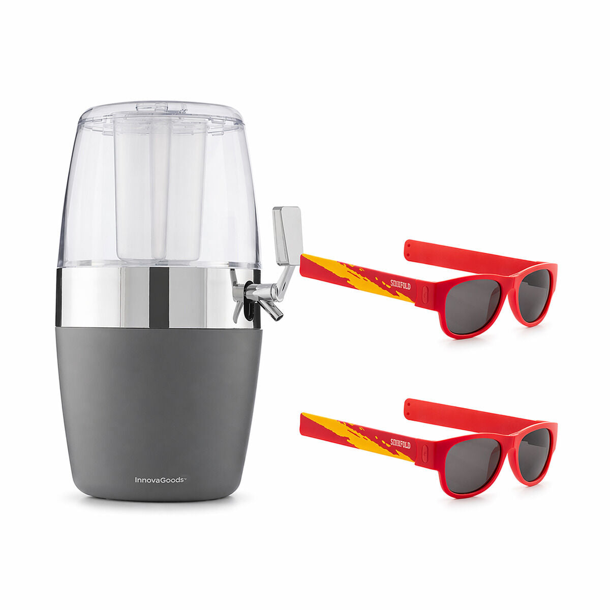 InnovaGoods Freer Getränkespender 4 L mit 2 Sunfold-Sonnenbrillen Spain Rot