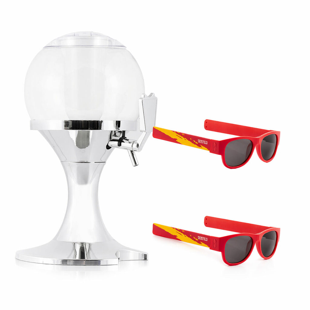 InnovaGoods Ball Getränkespender 3,5 L mit 2 Sunfold-Sonnenbrillen Spain Rot