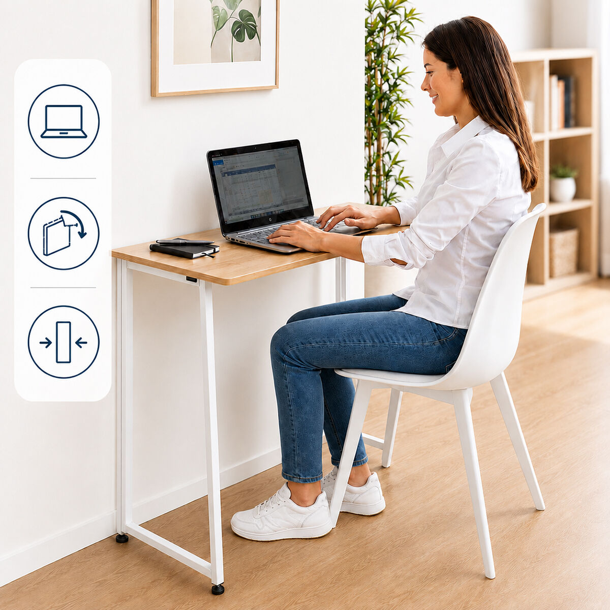 InnovaGoods Dolenkaf Klapp-Schreibtisch – Beige/Weiß