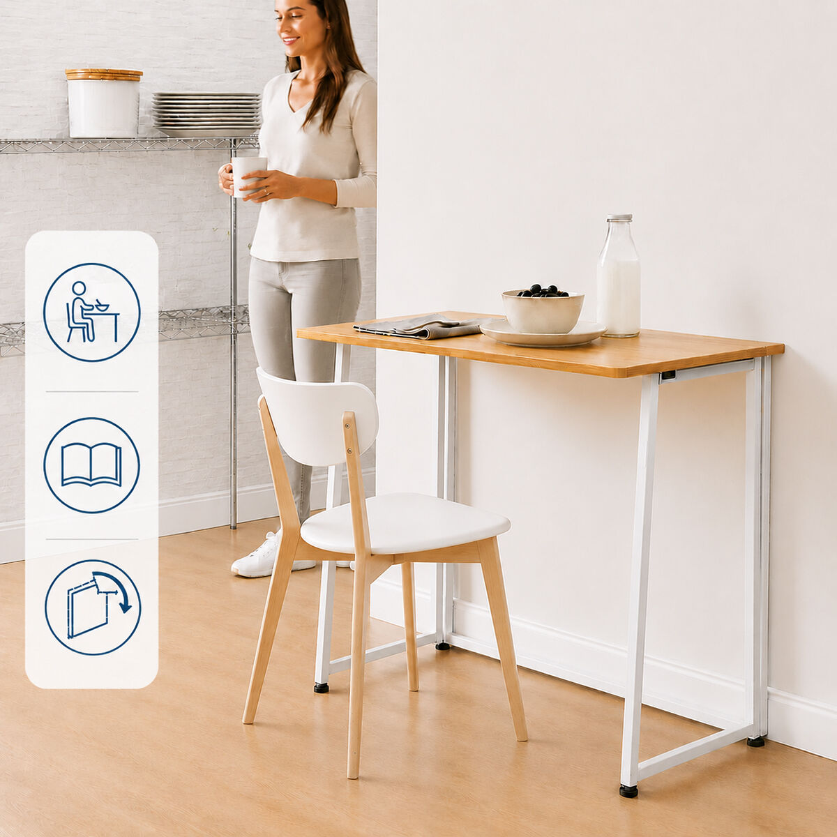 InnovaGoods Dolenkaf Klapp-Schreibtisch – Beige/Weiß