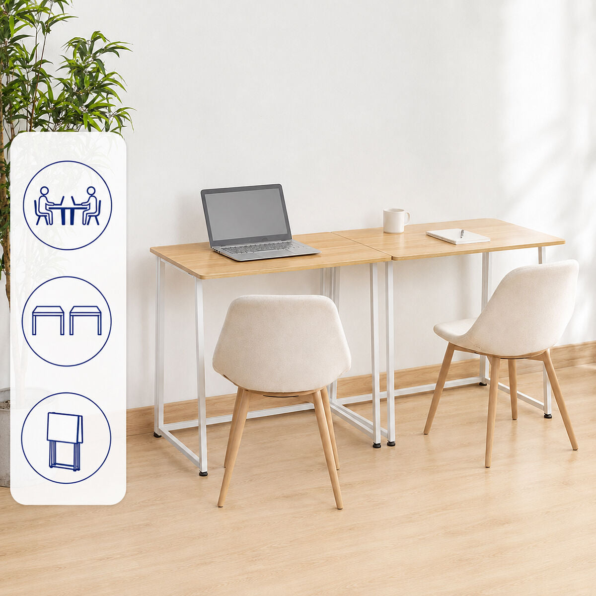 InnovaGoods Dolenkaf Klapp-Schreibtisch – Beige/Weiß