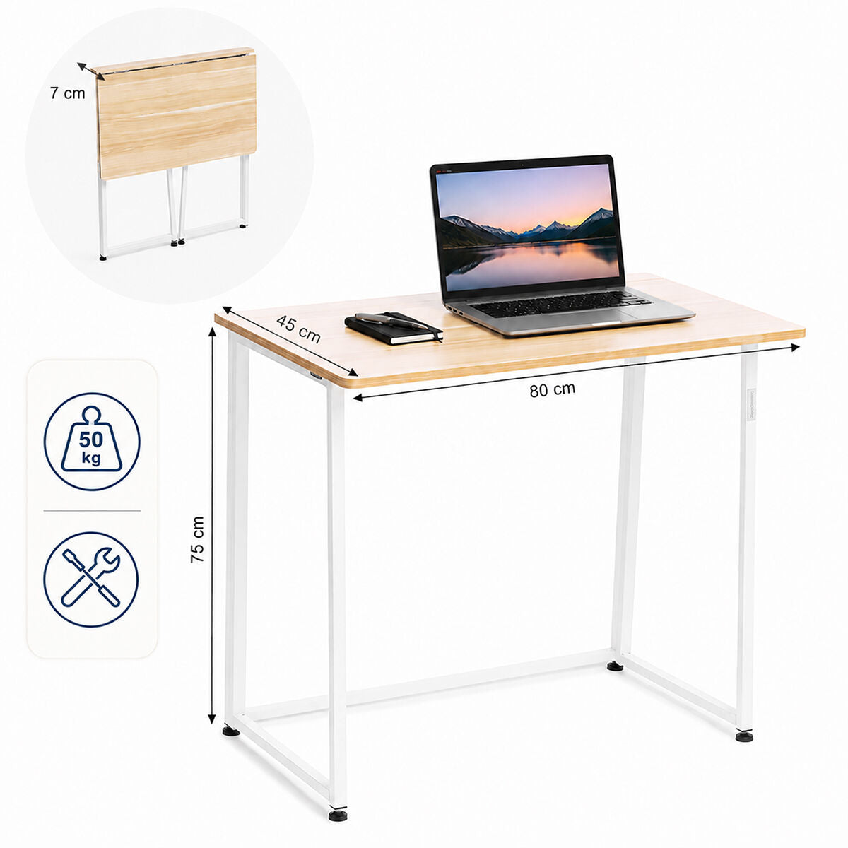 InnovaGoods Dolenkaf Klapp-Schreibtisch – Beige/Weiß