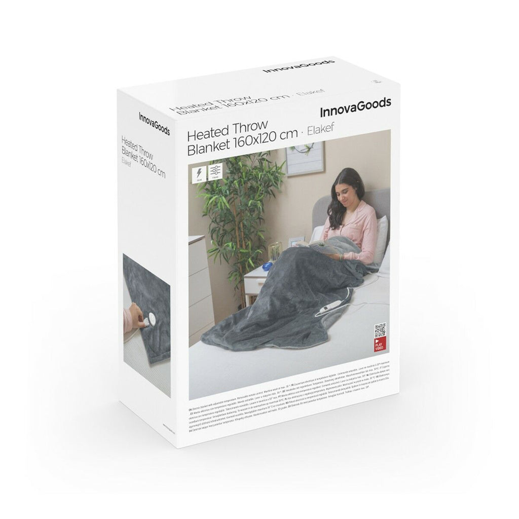 InnovaGoods Elakef elektrische Heizdecke 120 × 160 cm – Grau, 160 W