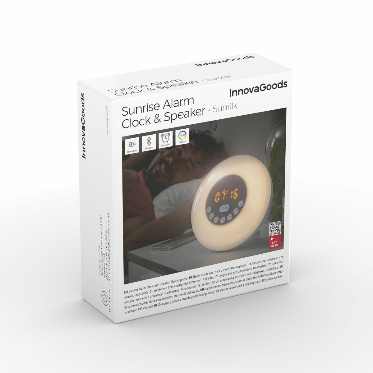InnovaGoods Sunrilk Akku-Lichtwecker mit Radio und Bluetooth-Lautsprecher