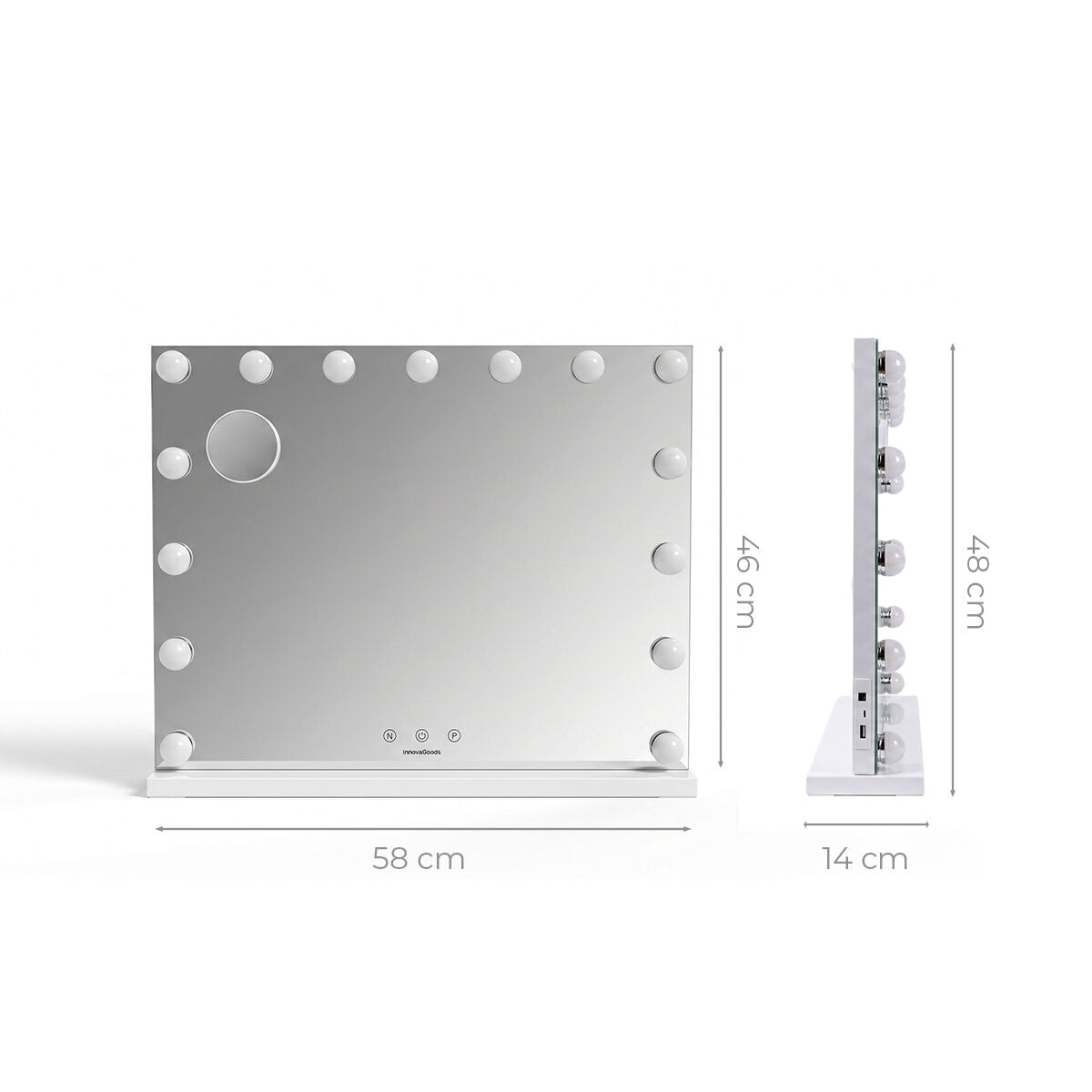 InnovaGoods Glimma Deluxe Hollywood-Schminkspiegel mit 15 LEDs – Weiß
