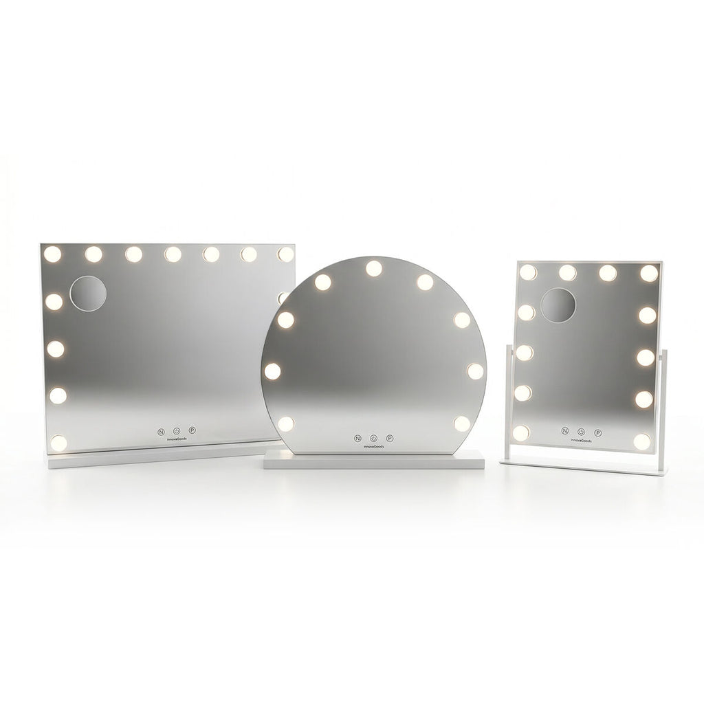 InnovaGoods Glimma Deluxe Hollywood-Schminkspiegel mit 15 LEDs – Weiß