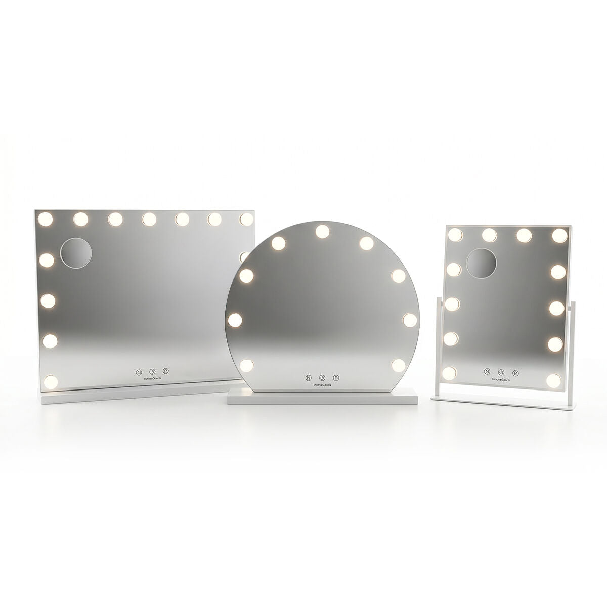 InnovaGoods Gloette Hollywood-Schminkspiegel mit 9 LED-Leuchten – Weiß