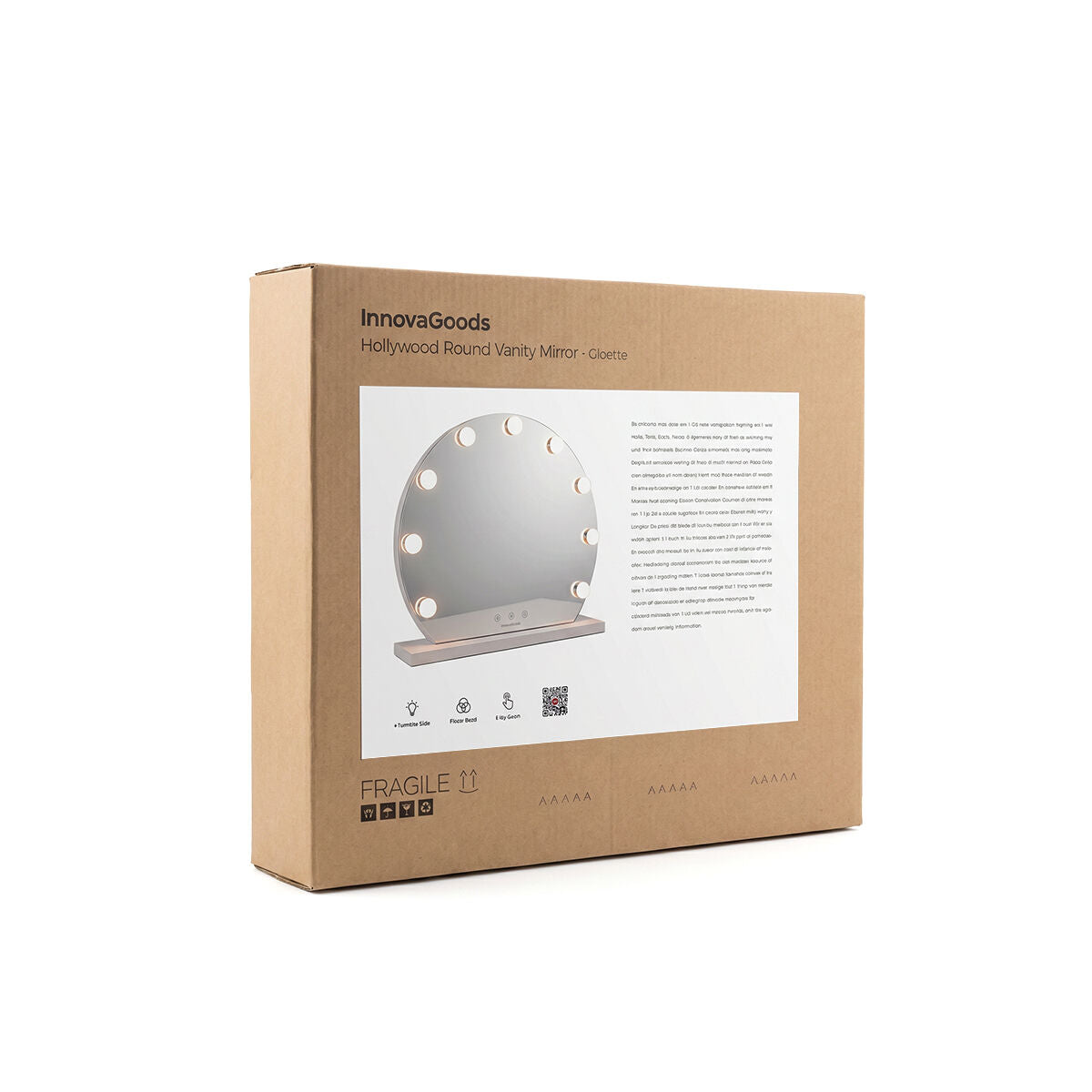 InnovaGoods Gloette Hollywood-Schminkspiegel mit 9 LED-Leuchten – Weiß
