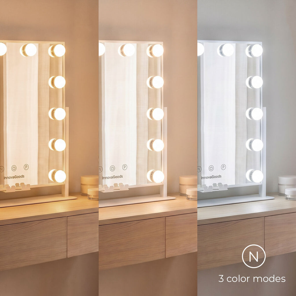 InnovaGoods Glarisse LED-Schminkspiegel – 12 Lampen und 10-fach-Spiegel