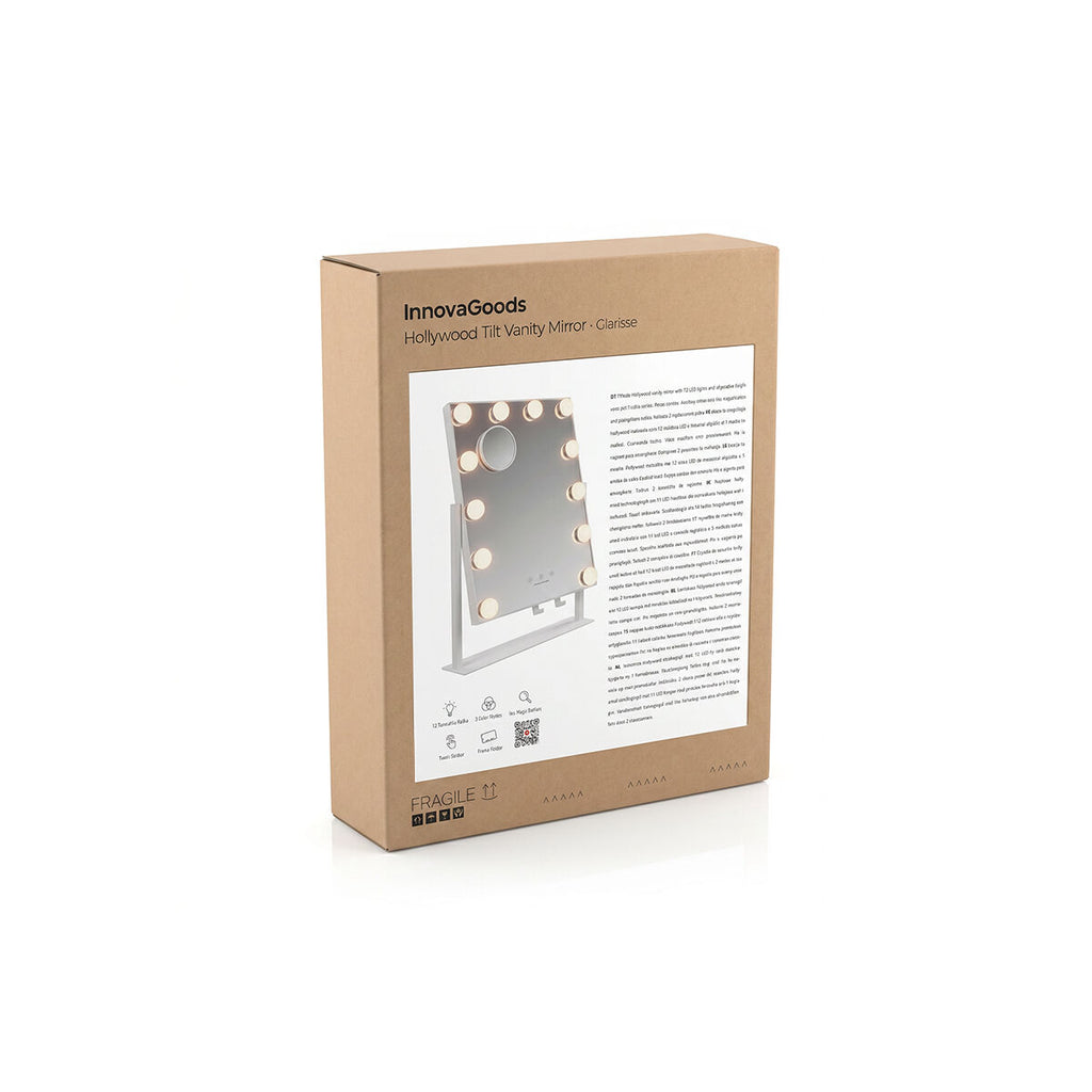InnovaGoods Glarisse LED-Schminkspiegel – 12 Lampen und 10-fach-Spiegel