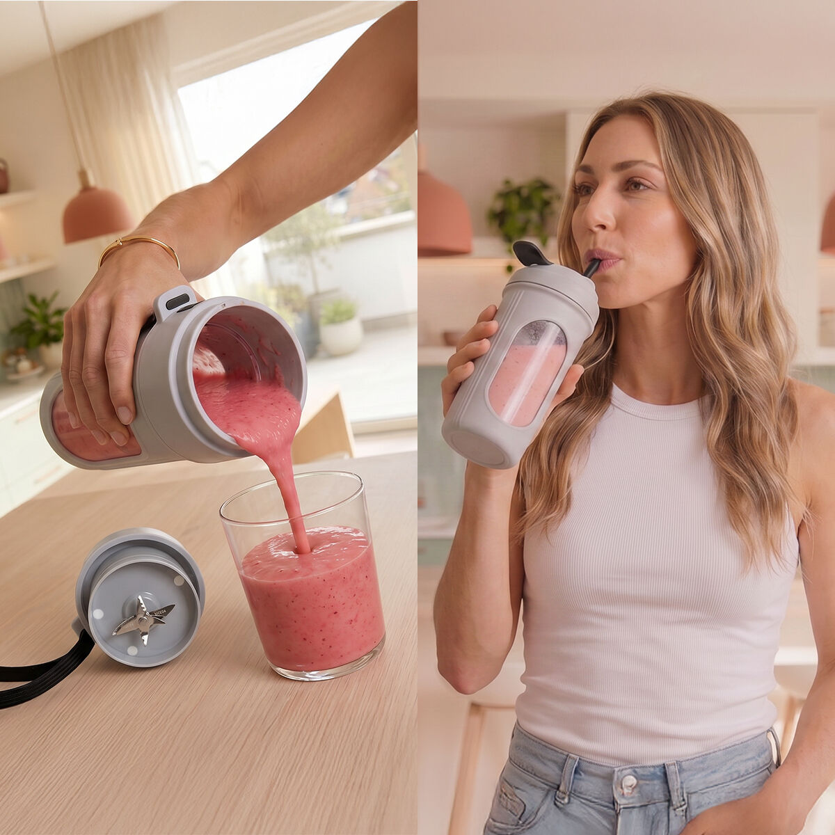 InnovaGoods Wellsy Akku-Bechermixer – 450 ml, USB-C