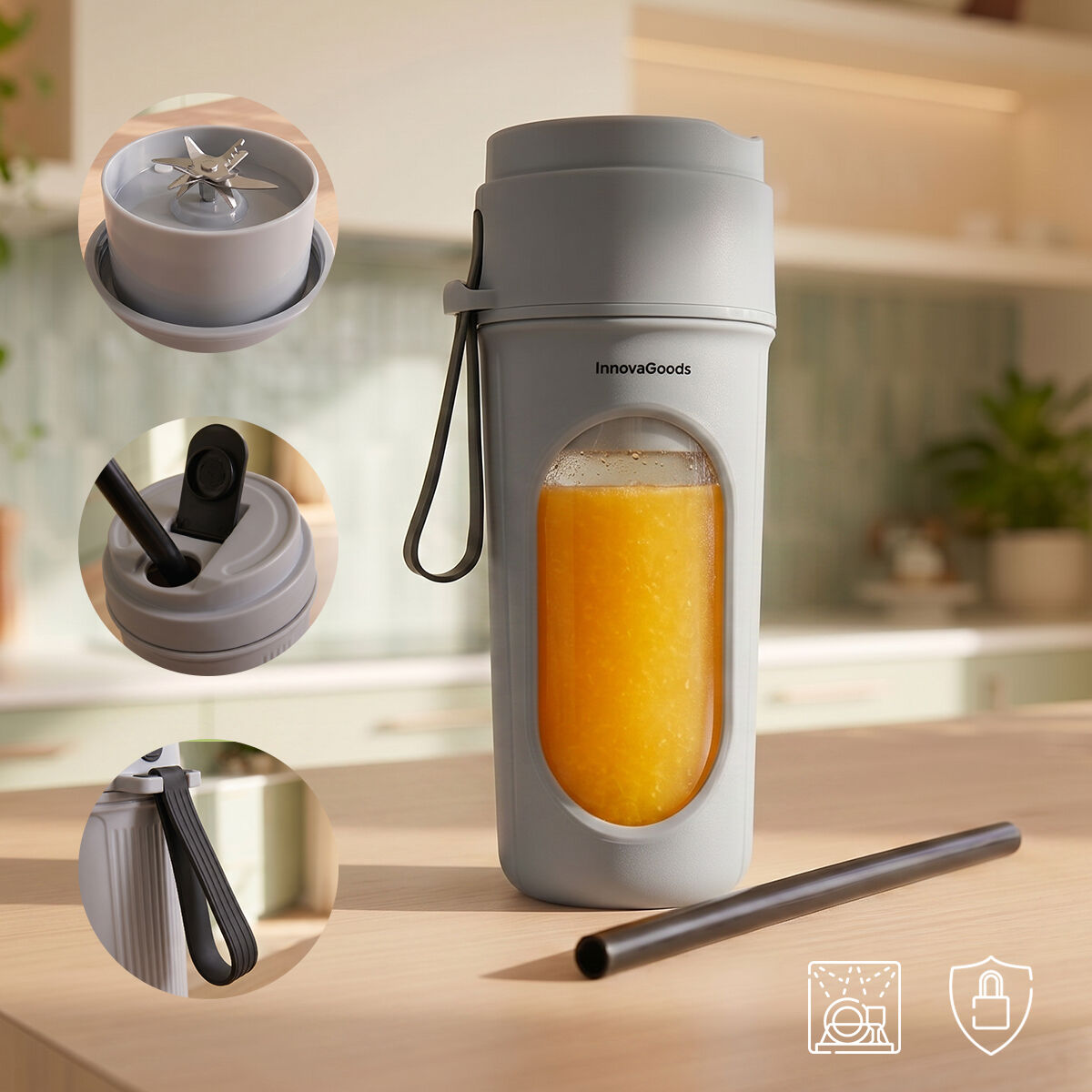 InnovaGoods Wellsy Akku-Bechermixer – 450 ml, USB-C