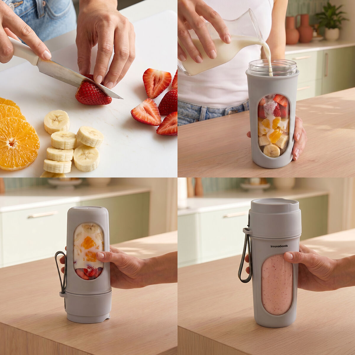 InnovaGoods Wellsy Akku-Bechermixer – 450 ml, USB-C