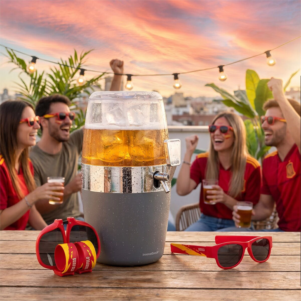 InnovaGoods Freer Getränkespender 4 L mit 2 Sunfold-Sonnenbrillen Spain Rot