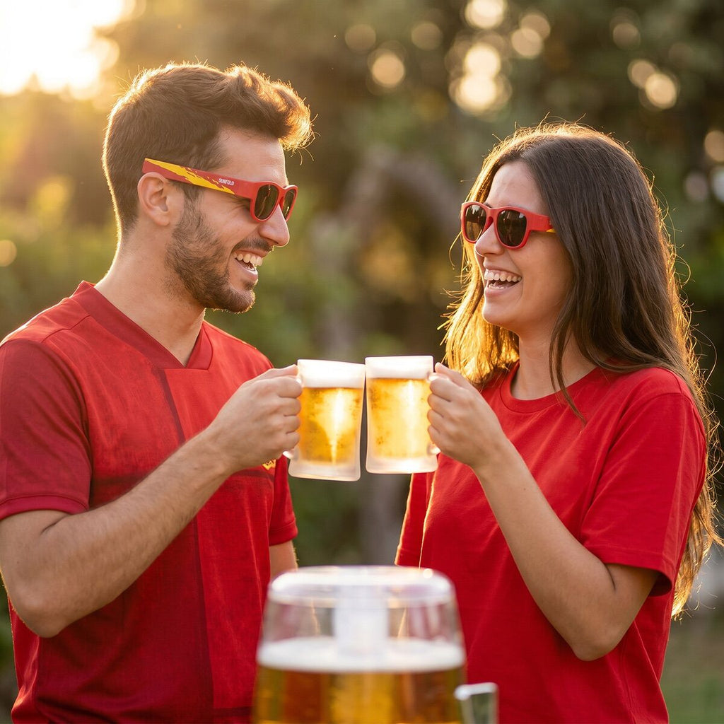 InnovaGoods Freer Getränkespender 4 L mit 2 Sunfold-Sonnenbrillen Spain Rot