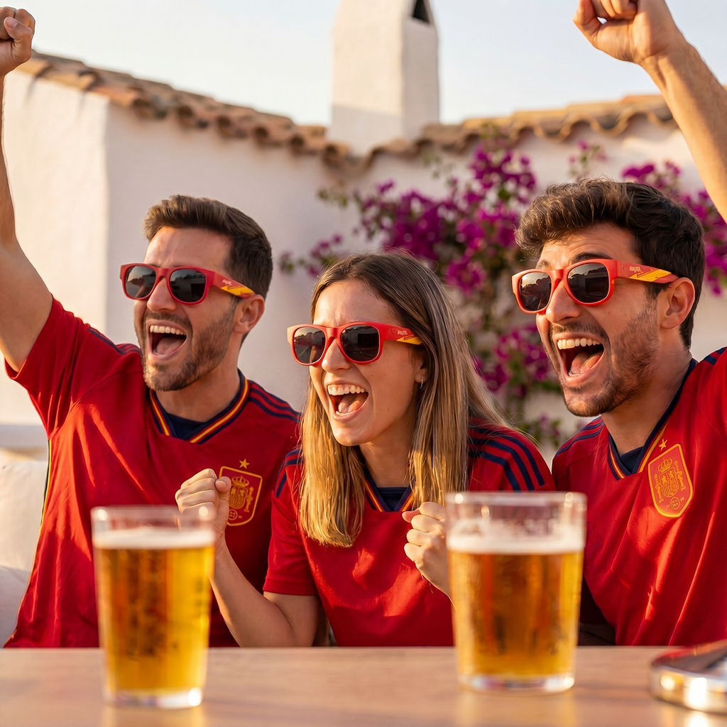 InnovaGoods Ball Getränkespender 3,5 L mit 2 Sunfold-Sonnenbrillen Spain Rot