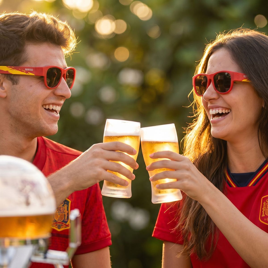 InnovaGoods Ball Getränkespender 3,5 L mit 2 Sunfold-Sonnenbrillen Spain Rot